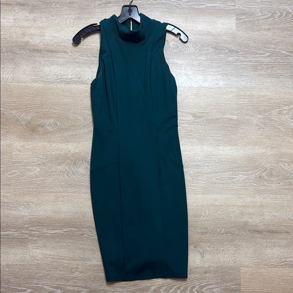 ALI & JAY Green Sheath Midi Dress Mock Neck Sleeveless
